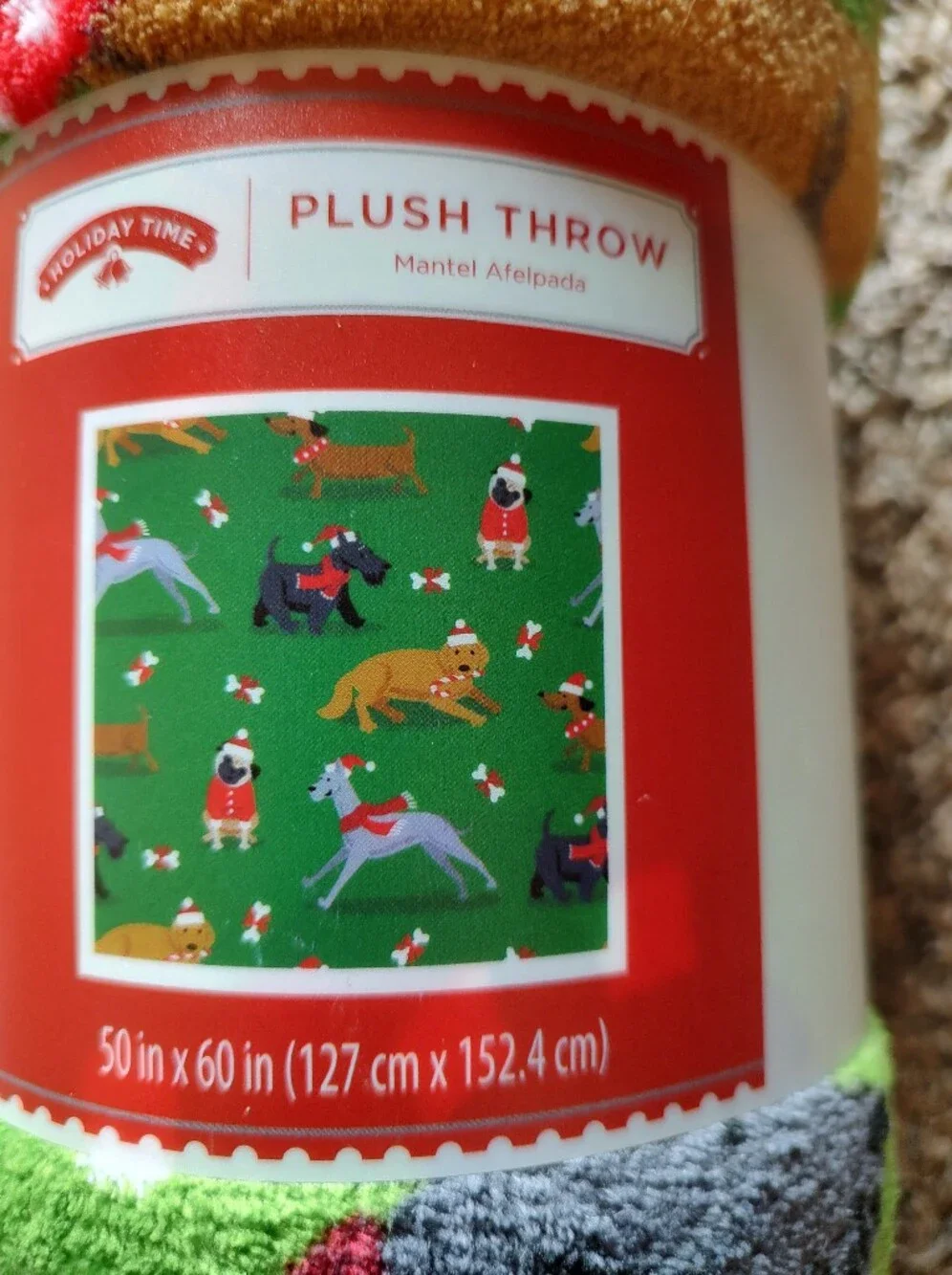 Holiday Time Christmas Dog Plush Throw